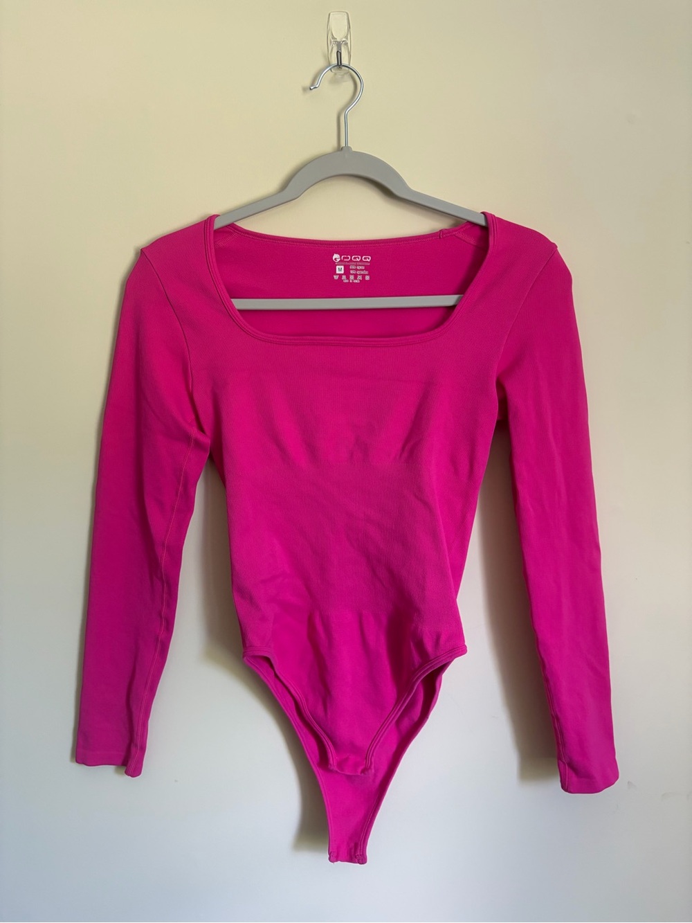 Women's Long-Sleeve Fuchsia Square Neck Bodysuit